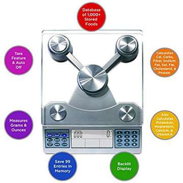 Eat Smart Digital Nutrition Food Scale with Professional Food and Nutrient Calculator