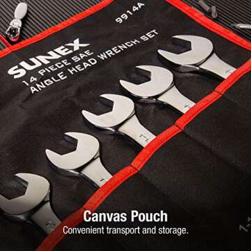 Sunex 9914A 14 Piece Angle Head SAE Wrench Set (FULL POLISH) CRV
