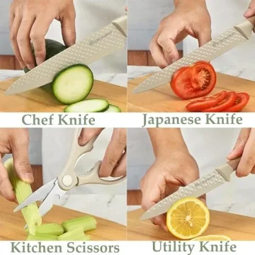 Retrosohoo 6-Piece Khaki Kitchen Knife Set for All Cooks
