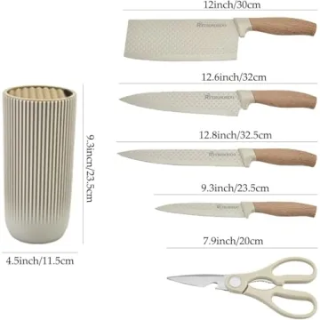 Retrosohoo 6-Piece Khaki Kitchen Knife Set for All Cooks