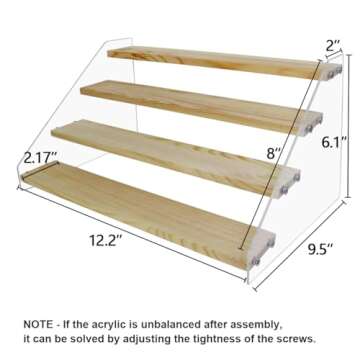 VAEHOLD Spice Rack Organizer for Cabinet & Countertop - Seasoning Organizer Spice Shelf - Space Saving Wooden Display Risers Shelf Showcase Fixtures Jewelry (4 Tier)