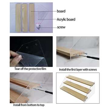 VAEHOLD Spice Rack Organizer for Cabinet & Countertop - Seasoning Organizer Spice Shelf - Space Saving Wooden Display Risers Shelf Showcase Fixtures Jewelry (4 Tier)