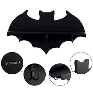 YJGYP9F Bat/Coffin Shelf, 1 Shelf, Crystal Shelf Spooky Floating Shelves Goth Decor Bat Shelf,Wooden Gothic Decor for Home, Black Hanging Shelf for Wall, Witchy Room Decor for Crystal Keys