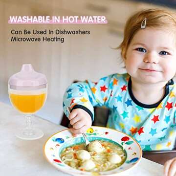 Crumye Princess Wine Sippy Cup Spill Proof, Fancy Wine Glass Sippy Cup No Spill for Baby Girl 1+ Year Old, Goblet Style Great for Your Princess Holiday Birthday Party, 5 Ounce (Pink)