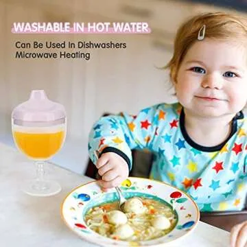 Crumye Princess Wine Sippy Cup Spill Proof, Fancy Wine Glass Sippy Cup No Spill for Baby Girl 1+ Year Old, Goblet Style Great for Your Princess Holiday Birthday Party, 5 Ounce (Pink)