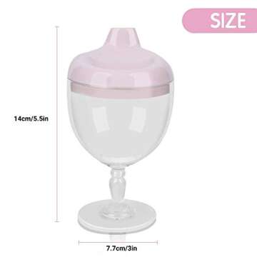Crumye Princess Wine Sippy Cup Spill Proof, Fancy Wine Glass Sippy Cup No Spill for Baby Girl 1+ Year Old, Goblet Style Great for Your Princess Holiday Birthday Party, 5 Ounce (Pink)