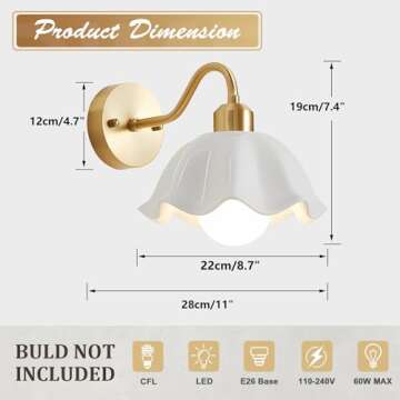 Magiroz Mid Century Modern Single Gold Wall Sconce Industrial Vintage Wall Mount Light Fixture Simpl...
