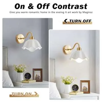 Magiroz Mid Century Modern Single Gold Wall Sconce Industrial Vintage Wall Mount Light Fixture Simple Rustic 1-Light Antique Brass Wall Sconce with White Glass Lampshade Retro Wall Lamps MWL02-1B