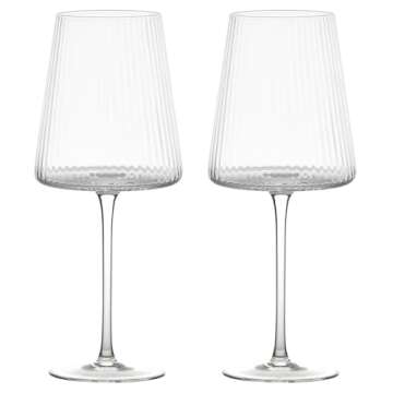 Anton Studio Designs Empire Handmade Wine Glasses Perfect for Red Wine, White Wine, Water, or Beverages - 15 oz - Clear - Set of 2 Elegant Wine Glasses