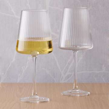 Anton Studio Designs Empire Handmade Wine Glasses Perfect for Red Wine, White Wine, Water, or Beverages - 15 oz - Clear - Set of 2 Elegant Wine Glasses