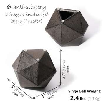 Ambipolar Geometric Decorative Ball Shaped Bookends, Modern Cast Iron Black Bookends for Office Desk...