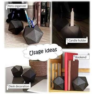 Ambipolar Geometric Decorative Ball Shaped Bookends, Modern Cast Iron Black Bookends for Office Desk, Book Shelf, Room Decor, Home Office, Book Stand or Organizer, Set of 2. Antique Black