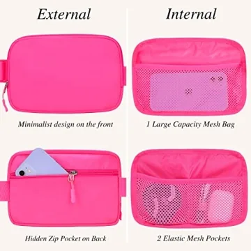 LLYWCM Waist Pack, Fanny Pack for Women - Rose, Waterproof Belt Bag with Adjustable Strap, Crossbody Bag for Running Workout Hiking Travel