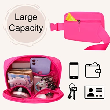 LLYWCM Waist Pack, Fanny Pack for Women - Rose, Waterproof Belt Bag with Adjustable Strap, Crossbody Bag for Running Workout Hiking Travel
