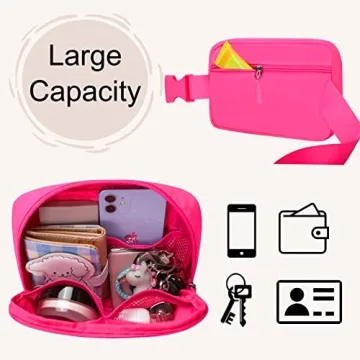LLYWCM Waist Pack, Fanny Pack for Women - Rose, Waterproof Belt Bag with Adjustable Strap, Crossbody Bag for Running Workout Hiking Travel