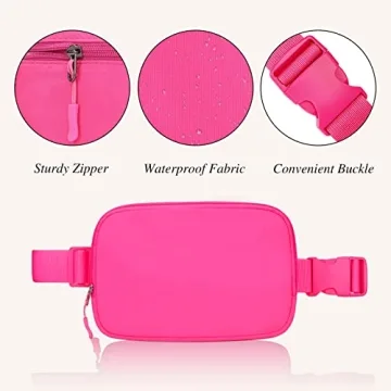 LLYWCM Waist Pack, Fanny Pack for Women - Rose, Waterproof Belt Bag with Adjustable Strap, Crossbody Bag for Running Workout Hiking Travel