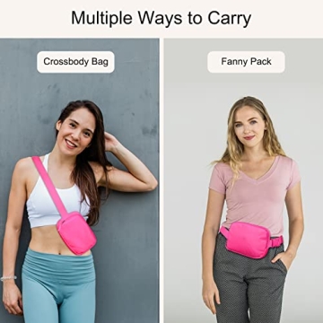 LLYWCM Waist Pack, Fanny Pack for Women - Rose, Waterproof Belt Bag with Adjustable Strap, Crossbody Bag for Running Workout Hiking Travel