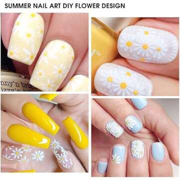 SILPECWEE Spring Daisy Nail Stickers Flower Nail Art Stickers Smile Face Sunflower Nail Design Self-Adhesive Nail Decals Manicure Tips Nail Decoration for Women Girls Kids (12 Sheets)