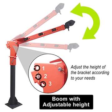 RUGCEL WINCH 1100lb Folding Truck Crane with Electric Winch