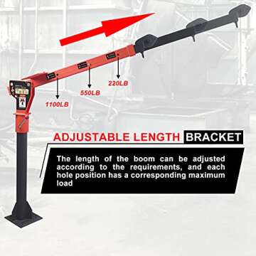 RUGCEL WINCH 1100lb Folding Truck Crane with Electric Winch