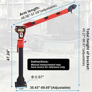 RUGCEL WINCH 1100lb Folding Truck Crane with Electric Winch