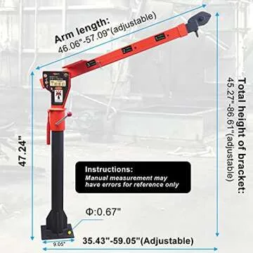 RUGCEL WINCH 1100lb Folding Truck Crane with Electric Winch