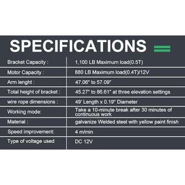RUGCEL WINCH 1100lb Folding Truck Crane with Electric Winch