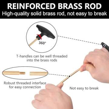 BOOSTEADY Universal Handgun Cleaning kit .22,.357,.38,9mm,.45 Caliber Pistol Cleaning Kit Bronze Bore Brush and Brass Jag Adapter