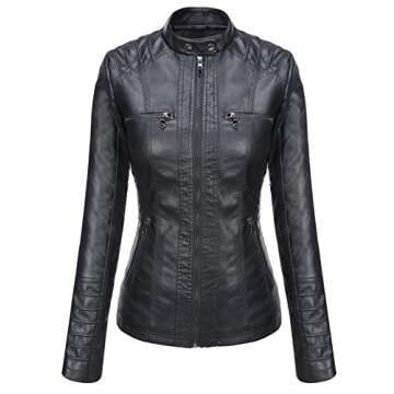 Stylish Springrain Women's Faux Leather Moto Jacket