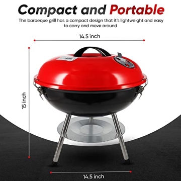 Gas One 14" Portable Grill – Charcoal & Locking Lid