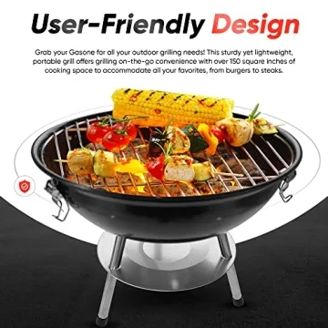 Gas One 14" Portable Grill – Charcoal & Locking Lid