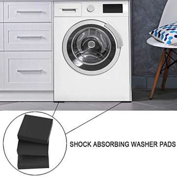 10 Pack Anti-Vibration Washer Mat, Shock Absorbing Washer Pads, Non-Skid Protector Mat for Washing M...