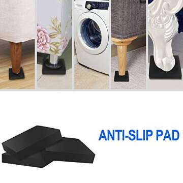 10 Pack Anti-Vibration Washer Mat, Shock Absorbing Washer Pads, Non-Skid Protector Mat for Washing Machine Dryer Treadmill Compressor Furniture