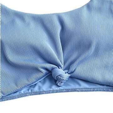 ZAFUL Women's High Waisted Ribbed Bikini Set - Stylish Swimwear