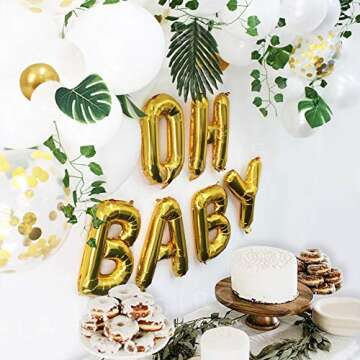 Ola Memoirs Greenery Baby Shower Decorations, Boho Neutral Oh Baby Balloon Garland Arch, Faux Greenery Ivy Leaf Vines, Backdrop Decor for boy and girl, Sweet Decoration Jungle Safari Woodland Theme