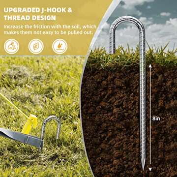 Durable 8PCS J Hook Rebar Stakes for Secure Anchoring