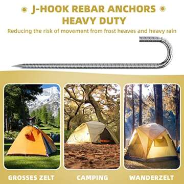 Durable 8PCS J Hook Rebar Stakes for Secure Anchoring