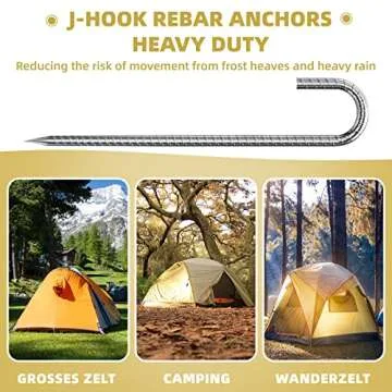 Durable 8PCS J Hook Rebar Stakes for Secure Anchoring