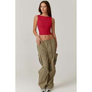 QINSEN Summer Cropped Tank with Open Back Design