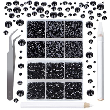 QOGIR 6300pcs Black Hotfix Rhinestones Set - Ultimate DIY Crafting Tools