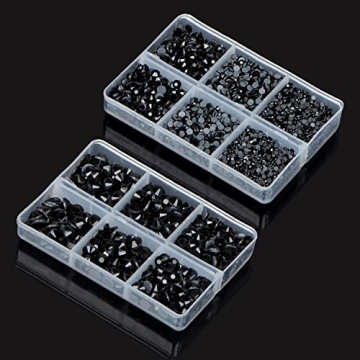 QOGIR 6300pcs Black Hotfix Rhinestones for Crafts DIY