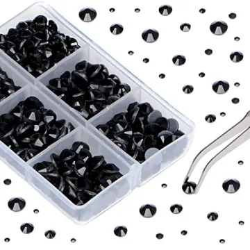 QOGIR 6300pcs Black Hotfix Rhinestones for Crafts DIY