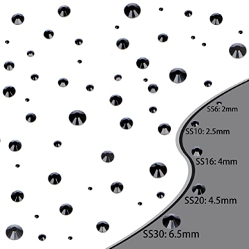 QOGIR 6300pcs Black Hotfix Rhinestones for Crafts DIY