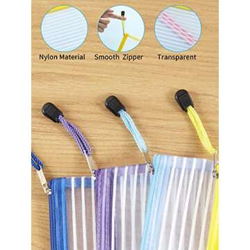 JARLINK 20 Pack 10 Colors Zipper Mesh Pouch, Zipper Bag Multipurpose Travel Bags for Office Supplies Cosmetics Travel Accessories Multicolor