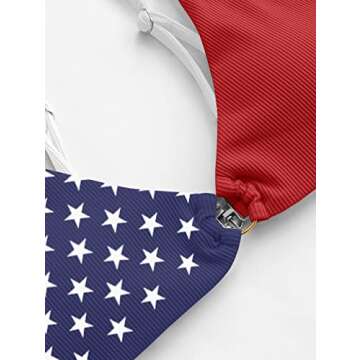 ZAFUL Women's Ribbed O-Ring String Bikini Swimsuit Cheeky Thong Swimwear Two Pieces Bathing Suit