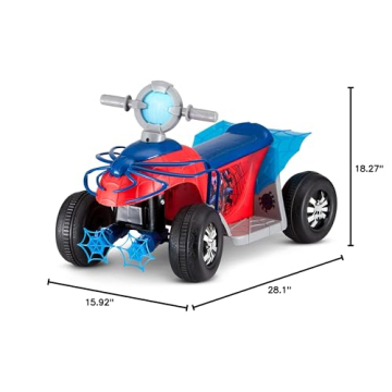 Kid Trax Toddler Marvel's Spider-Man Premium Toddler Quad Ride-On, Kids 18-30 Months, 6V Battery and Charger Included, Max Weight 44 lbs, Red