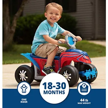 Kid Trax Toddler Marvel's Spider-Man Premium Toddler Quad Ride-On, Kids 18-30 Months, 6V Battery and Charger Included, Max Weight 44 lbs, Red