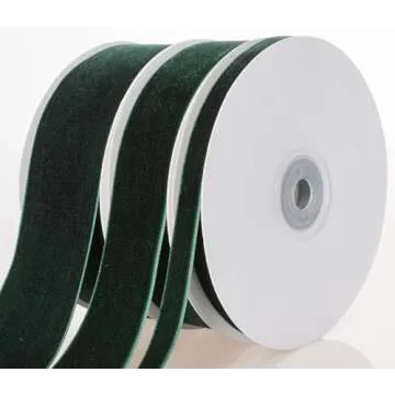 GIYOMI Forest Green Velvet Ribbon - 3/8 Inch Wide, 10 Yards Roll - Festive Flocked Ribbon for Holiday Decor, Crafts, and Gift Wrapping