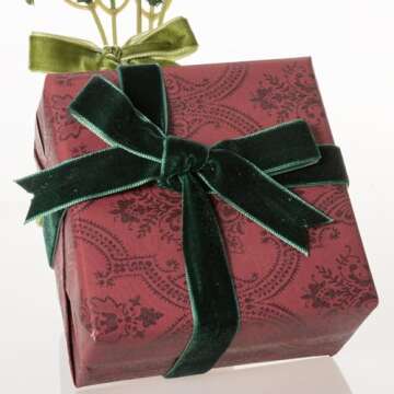 GIYOMI Forest Green Velvet Ribbon - 3/8 Inch Wide, 10 Yards Roll - Festive Flocked Ribbon for Holiday Decor, Crafts, and Gift Wrapping