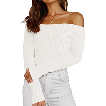 LILLUSORY Women's Off Shoulder Knit Pullover Sweater 2024